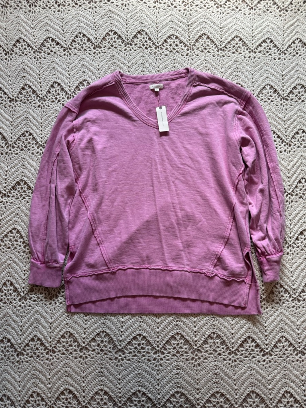 NWT Anthropologie Pilcro Pink Sweater Knit Boho Bohemian Oversized 100% Cotton